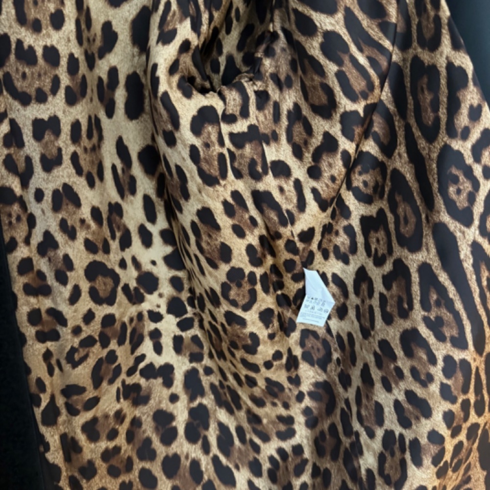DOLCE & GABBANA - Black Wool/Mohair/Alpaca Coat with Leopard lining - Picture 13 of 15